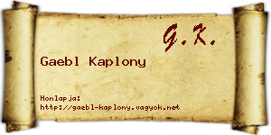 Gaebl Kaplony névjegykártya